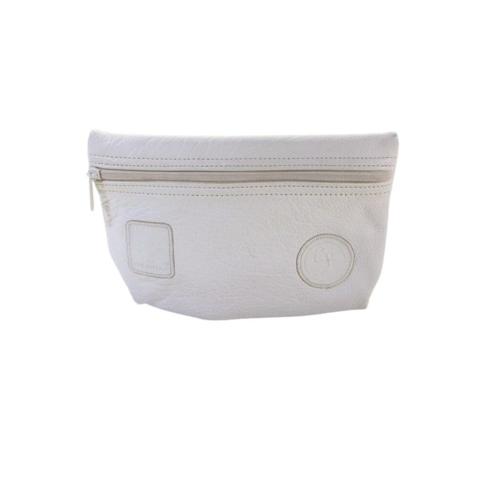 Carlos Falchi Womens Leather Logo Zipper Closure Pouch White